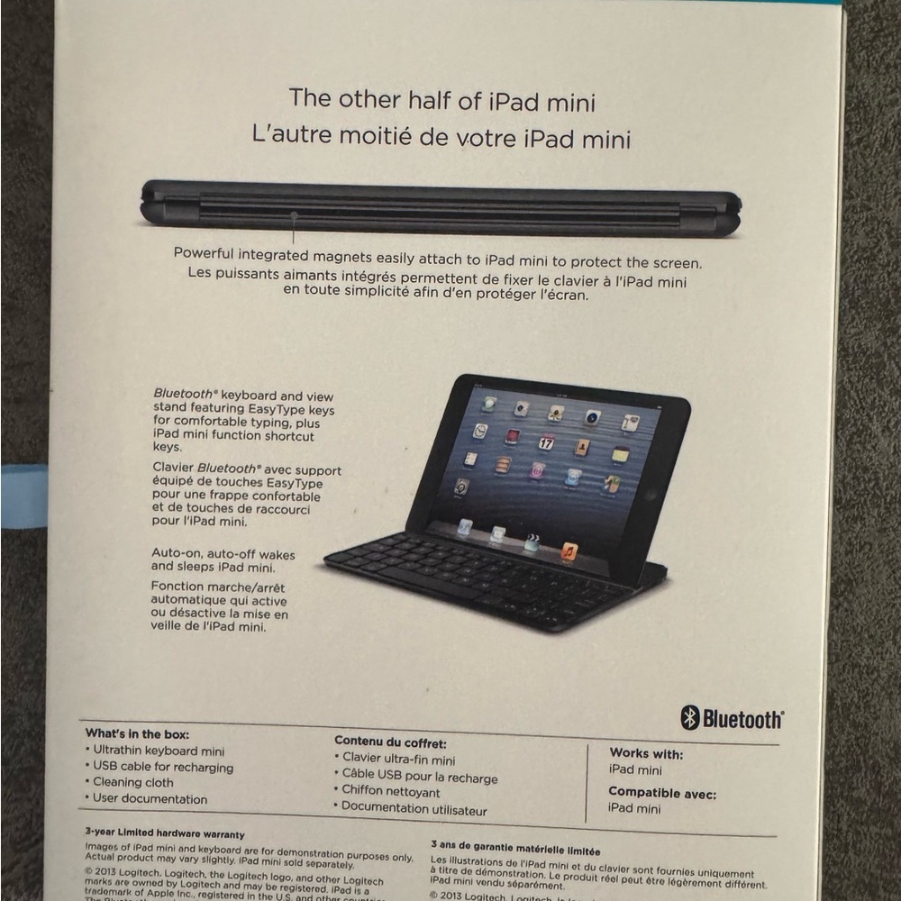 Brand new Logitech keyboard for iPad mini. Never used, brand new!!